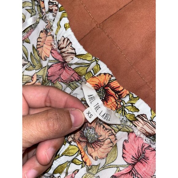 Abel The Label Multi Floral Pleated Neck Ruffled Hem Maxi Dress Women's Size XS - Picture 6 of 10